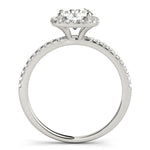 1 ct Round Lab Grown Diamond Halo Engagement Ring Setting in 14K White Gold