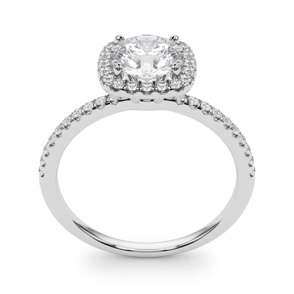 1 ct Round Lab Grown Diamond Halo Engagement Ring Setting in 14K White Gold