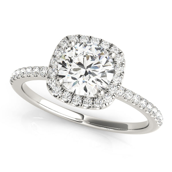 1 ct Round Lab Grown Diamond Halo Engagement Ring Setting in 14K White Gold