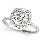 2 ct Cushion Lab Grown Diamond Halo Engagement Ring Setting in 14K White Gold