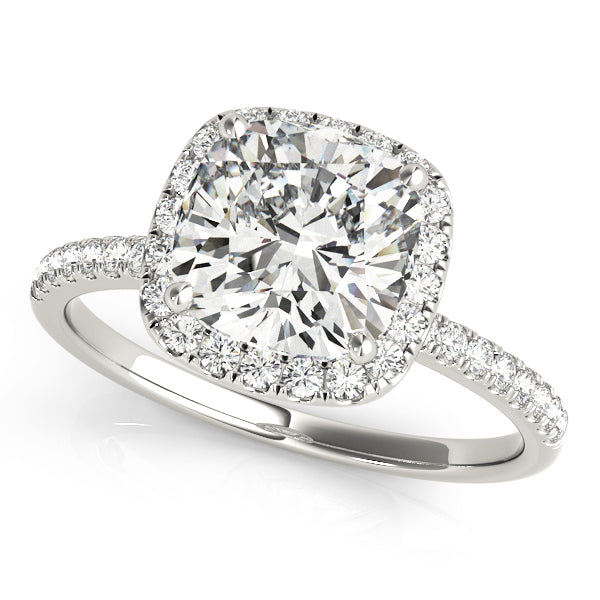 2 ct Cushion Lab Grown Diamond Halo Engagement Ring Setting in 14K White Gold