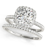2 ct Cushion Lab Grown Diamond Halo Engagement Ring Setting in 14K White Gold