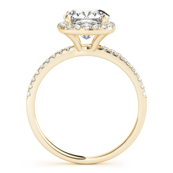 2 ct Cushion Lab Grown Diamond Halo Engagement Ring Setting in 14K Yellow Gold