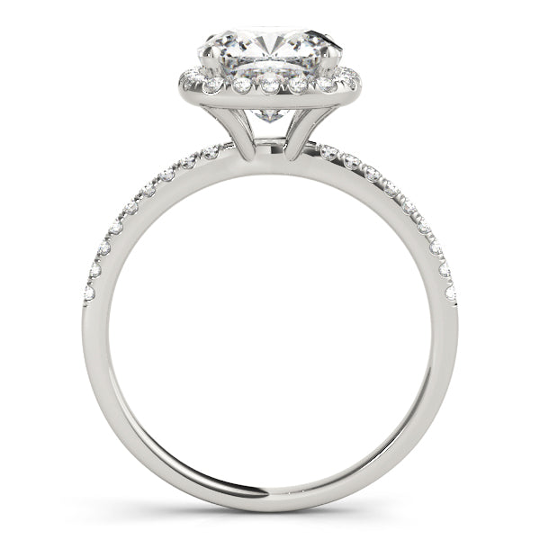 2 ct Cushion Lab Grown Diamond Halo Engagement Ring Setting in 14K White Gold