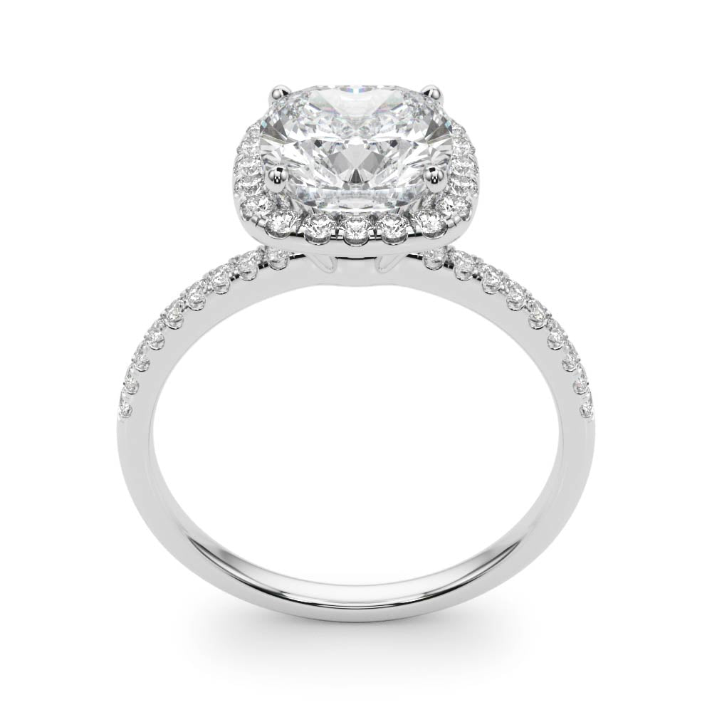 2 ct Cushion Lab Grown Diamond Halo Engagement Ring Setting in 14K White Gold