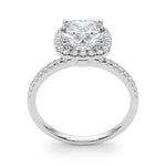 2 ct Cushion Lab Grown Diamond Halo Engagement Ring Setting in 14K White Gold
