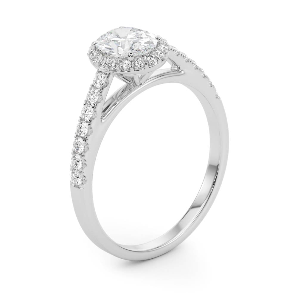 Oval Halo Lab Grown Diamond Engagement Ring - VS1 D/E/F | 14K & 18K Gold | 14K Yellow Gold | Oval Lab Diamond | Picasso Gold & Diamond Chicago