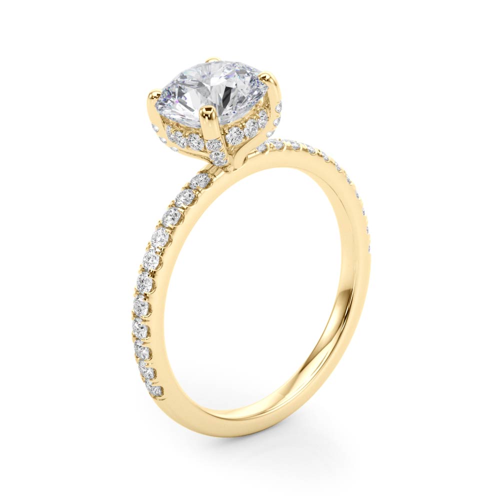Round Lab Grown Diamond Hidden Halo Engagement Ring — Picasso Gold & Diamond