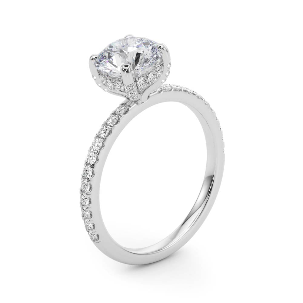 1 1/2 ct Round Lab Grown Diamond Engagement Ring Setting in 14K White Gold