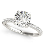 Round Lab Grown Diamond Hidden Halo Engagement Ring in 14K gold and platinum