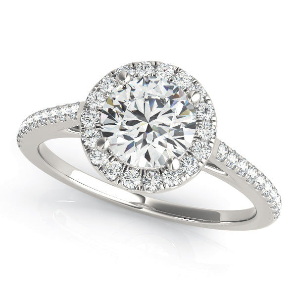 3/4 ct Round Lab Grown Diamond Halo Engagement Ring Setting in 14K White Gold