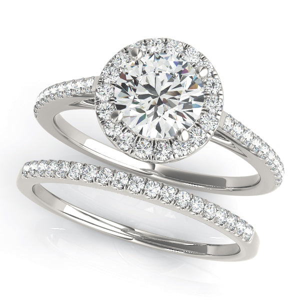 3/4 ct Round Lab Grown Diamond Halo Engagement Ring Setting in 14K White Gold