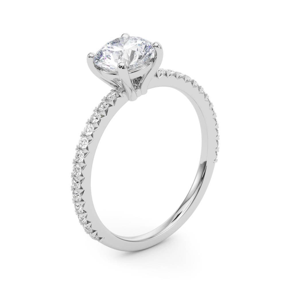 1 1/2 ct Round Lab Grown Diamond Engagement Ring Setting in 14K White Gold