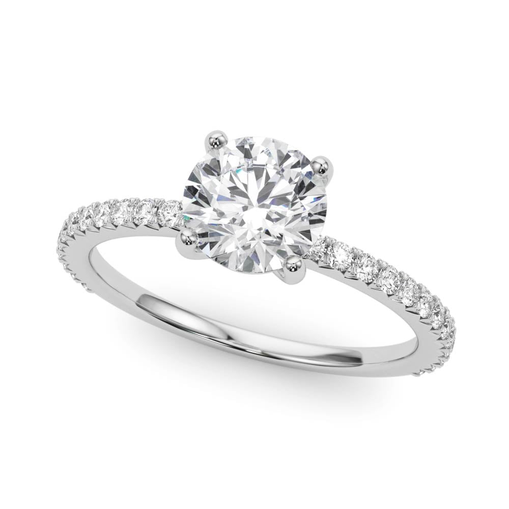 1 1/2 ct Round Lab Grown Diamond Engagement Ring Setting in 14K White Gold