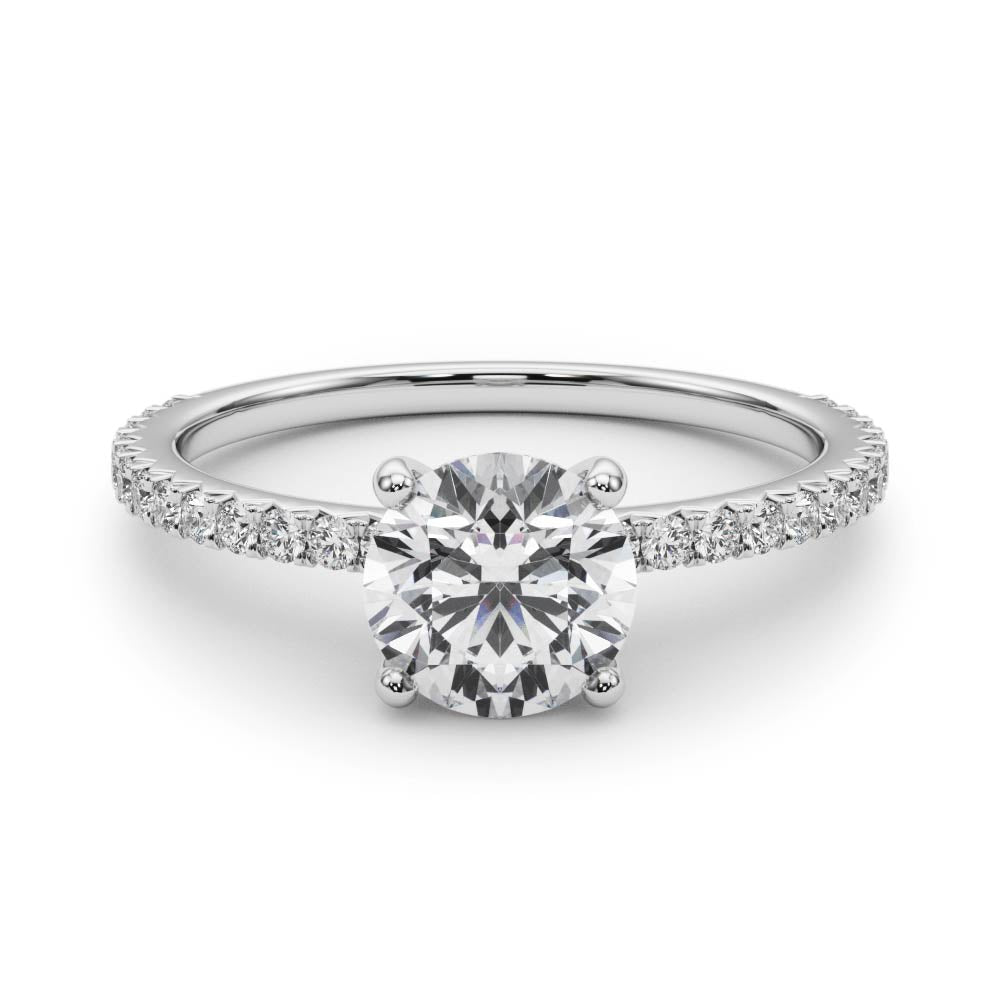 1 1/2 ct Round Lab Grown Diamond Engagement Ring Setting in 14K White Gold