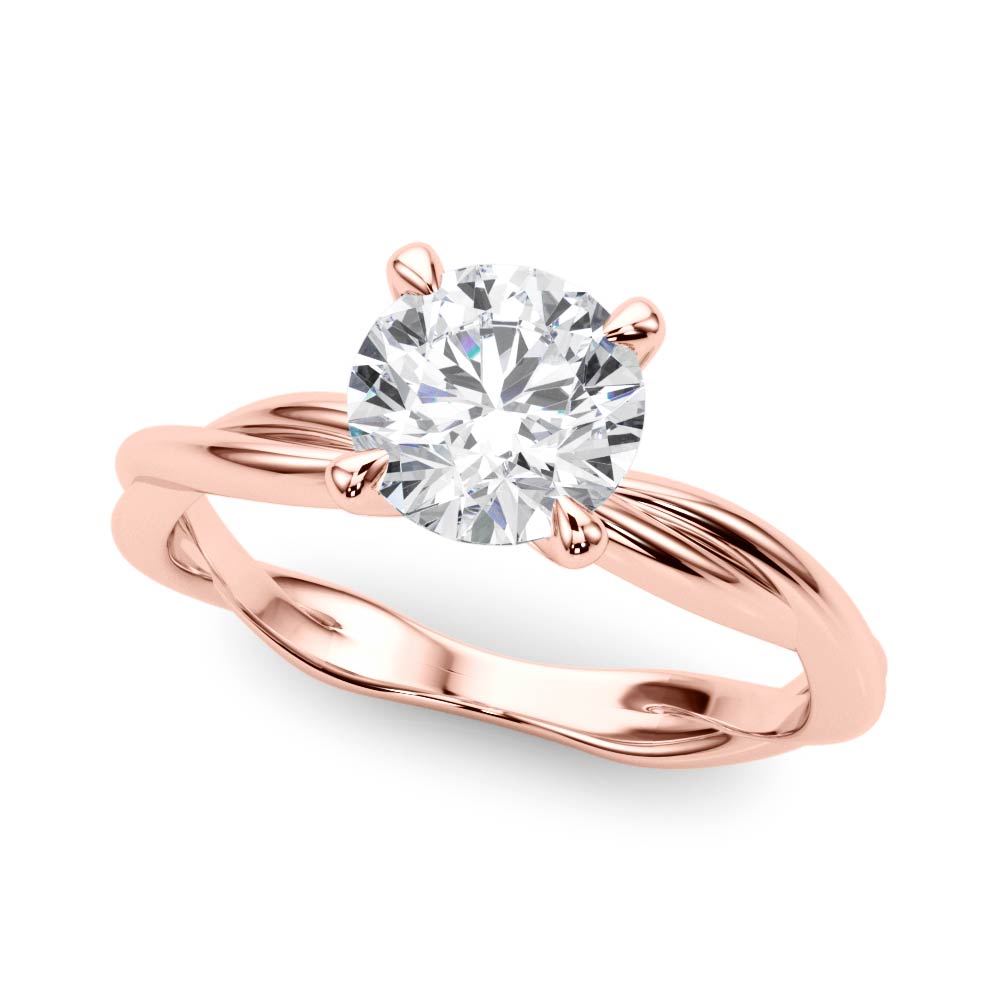 Round Twisted Shank Lab Grown Diamond Engagement Ring - VS1 D/E/F | 14K & 18K Gold | 14K Yellow Gold | Round Lab Diamond | Picasso Gold & Diamond Chicago