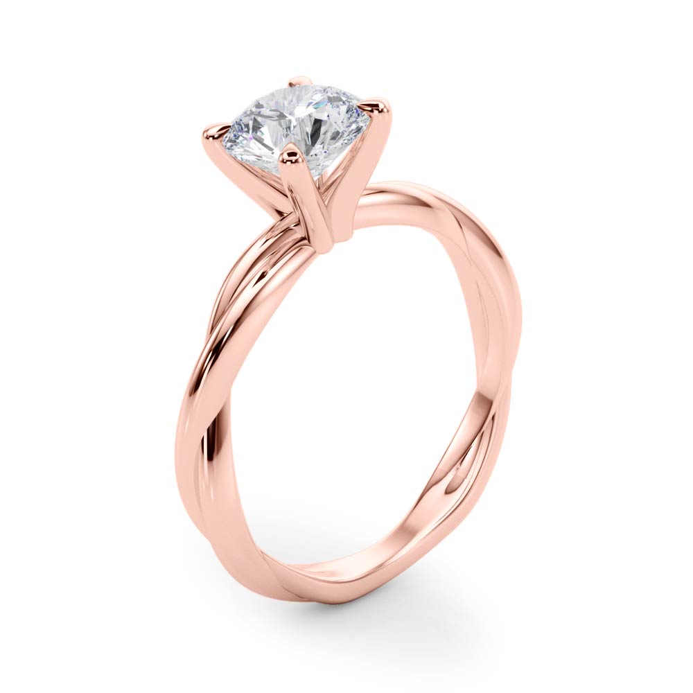 Round Twisted Shank Lab Grown Diamond Engagement Ring - VS1 D/E/F | 14K & 18K Gold | 14K Rose Gold | Round Lab Diamond | Picasso Gold & Diamond Chicago