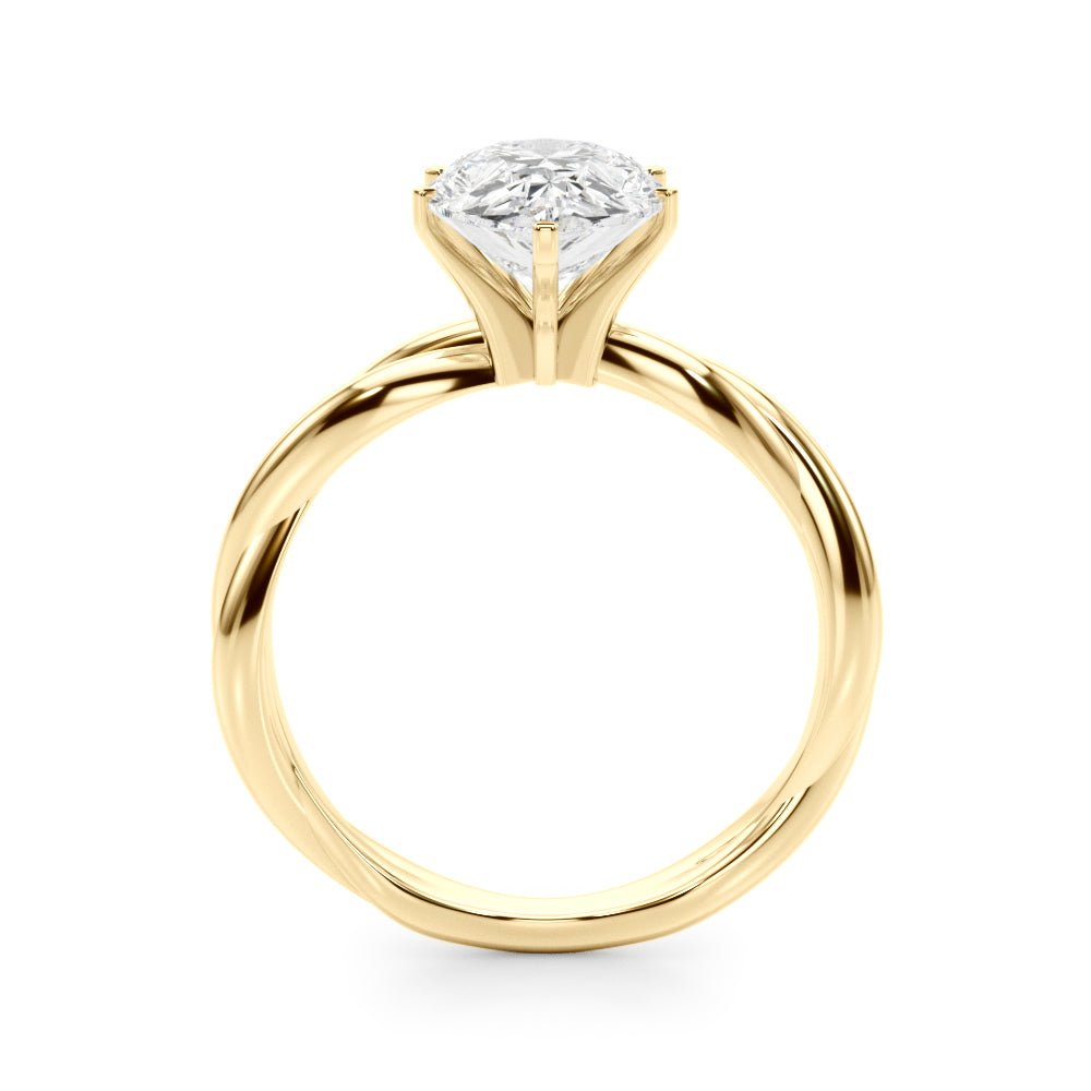 Round Twisted Shank Lab Grown Diamond Engagement Ring - VS1 D/E/F | 14K & 18K Gold | 14K Yellow Gold | Round Lab Diamond | Picasso Gold & Diamond Chicago