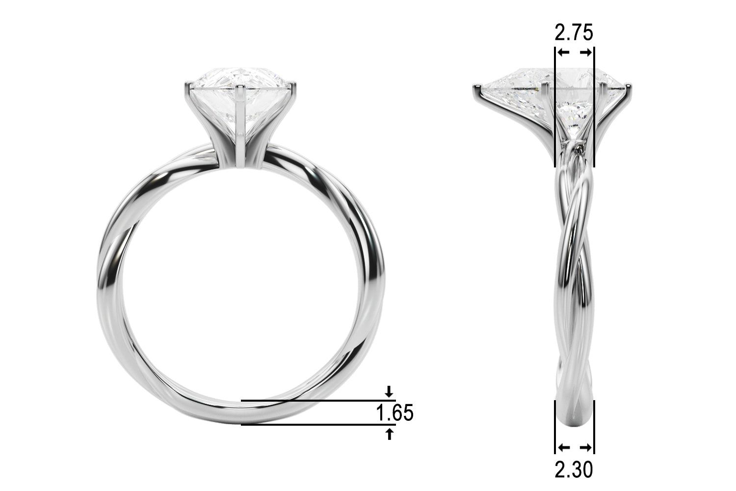 Round Twisted Shank Lab Grown Diamond Engagement Ring - VS1 D/E/F | 14K & 18K Gold | Platinum | Round Lab Diamond | Picasso Gold & Diamond Chicago