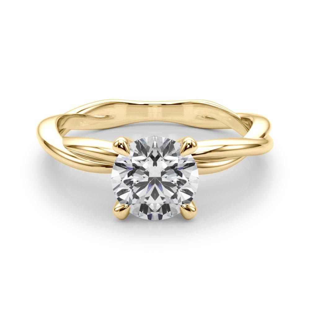 Round Twisted Shank Lab Grown Diamond Engagement Ring - VS1 D/E/F | 14K & 18K Gold | 18K White Gold | Round Lab Diamond | Picasso Gold & Diamond Chicago