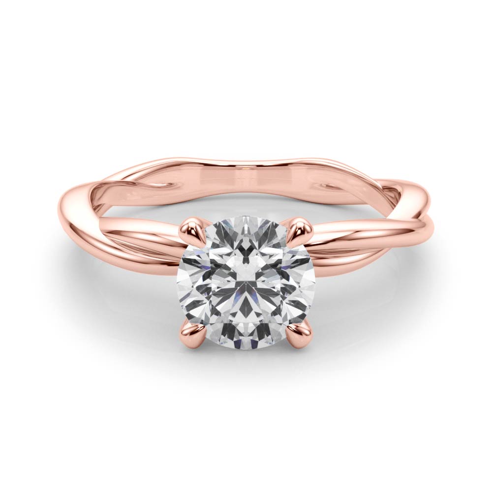 Round Twisted Shank Lab Grown Diamond Engagement Ring - VS1 D/E/F | 14K & 18K Gold | 18K White Gold | Round Lab Diamond | Picasso Gold & Diamond Chicago