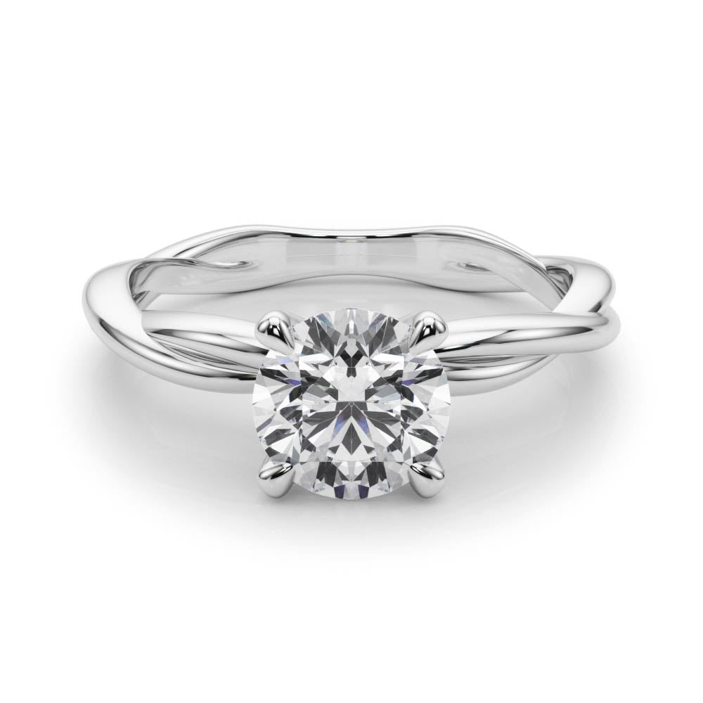 Round Twisted Shank Lab Grown Diamond Engagement Ring - VS1 D/E/F | 14K & 18K Gold | 18K Yellow Gold | Round Lab Diamond | Picasso Gold & Diamond Chicago