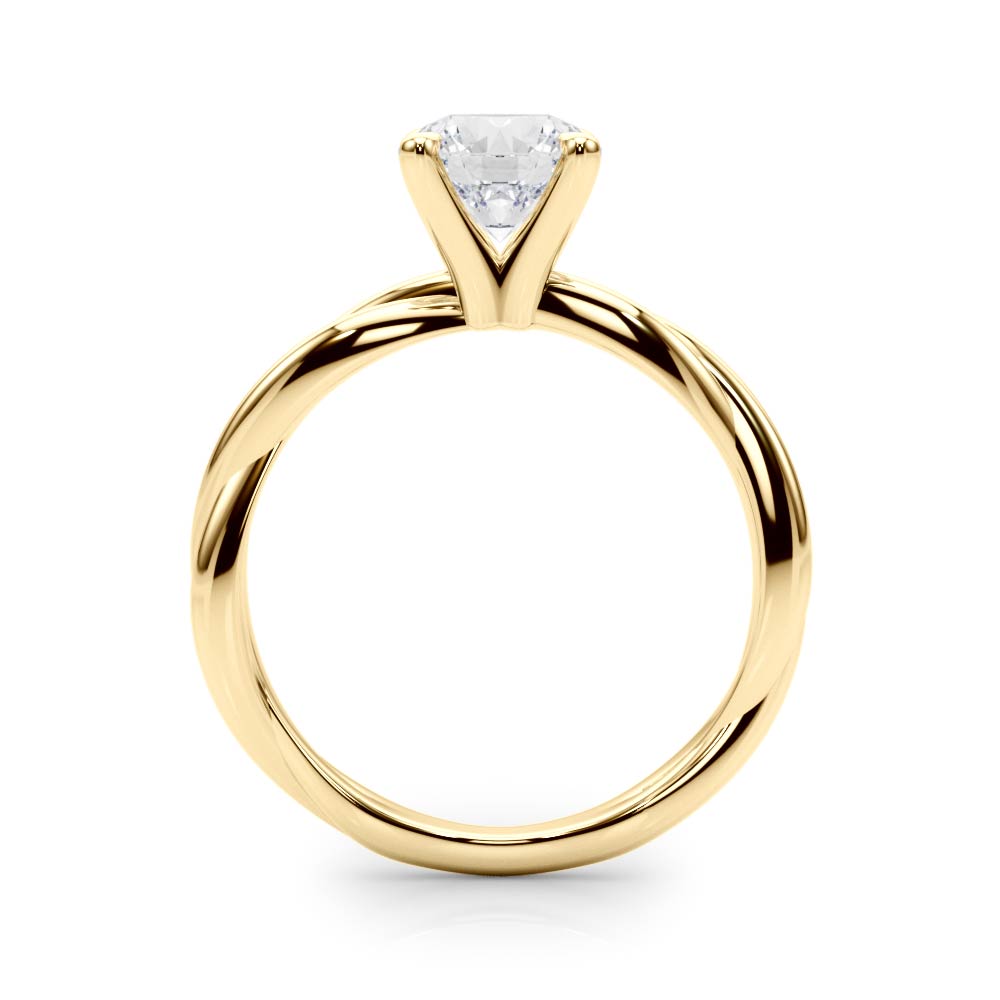 Round Twisted Shank Lab Grown Diamond Engagement Ring - VS1 D/E/F | 14K & 18K Gold | 18K Yellow Gold | Round Lab Diamond | Picasso Gold & Diamond Chicago