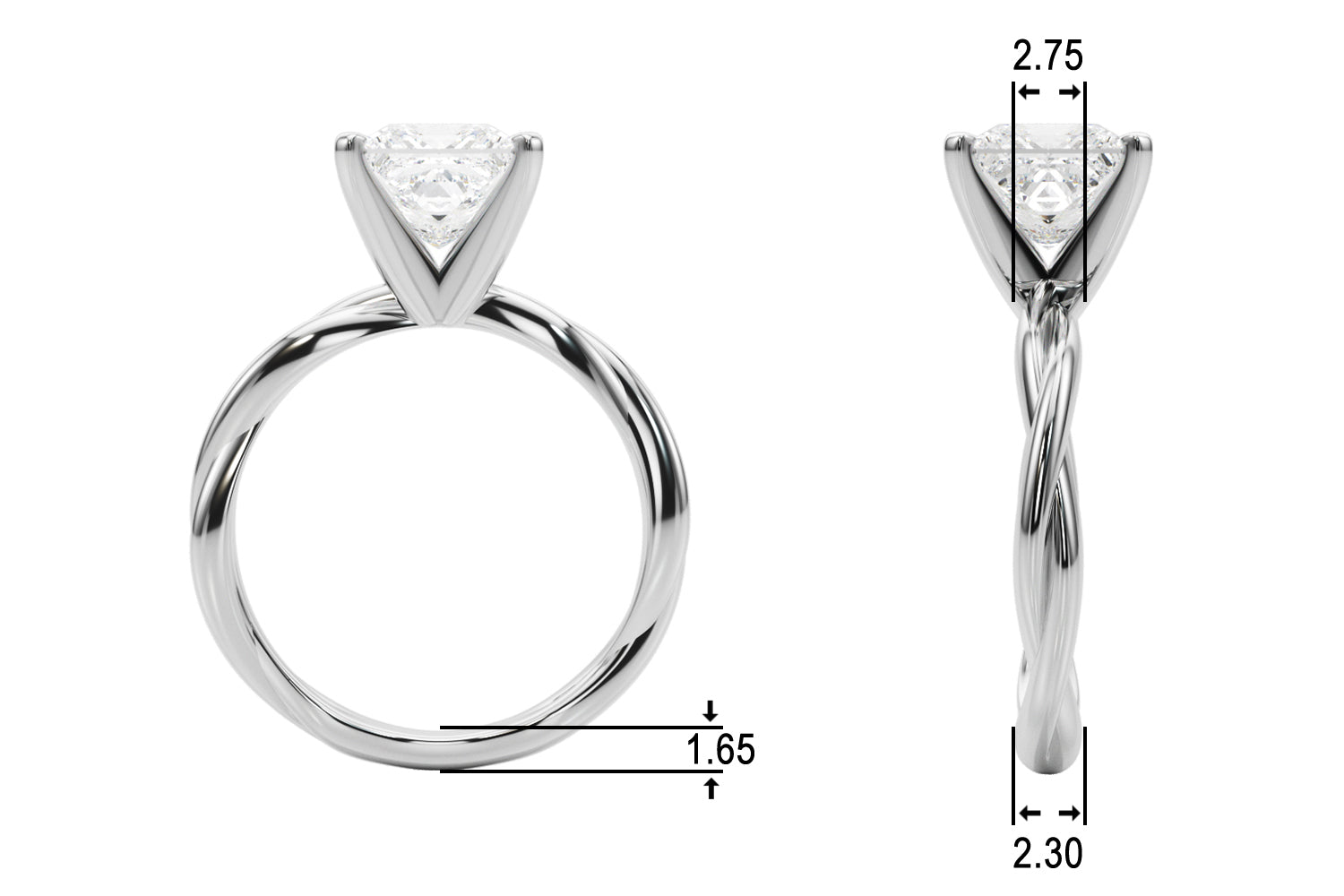 Round Twisted Shank Lab Grown Diamond Engagement Ring - VS1 D/E/F | 14K & 18K Gold | 18K Rose Gold | Round Lab Diamond | Picasso Gold & Diamond Chicago