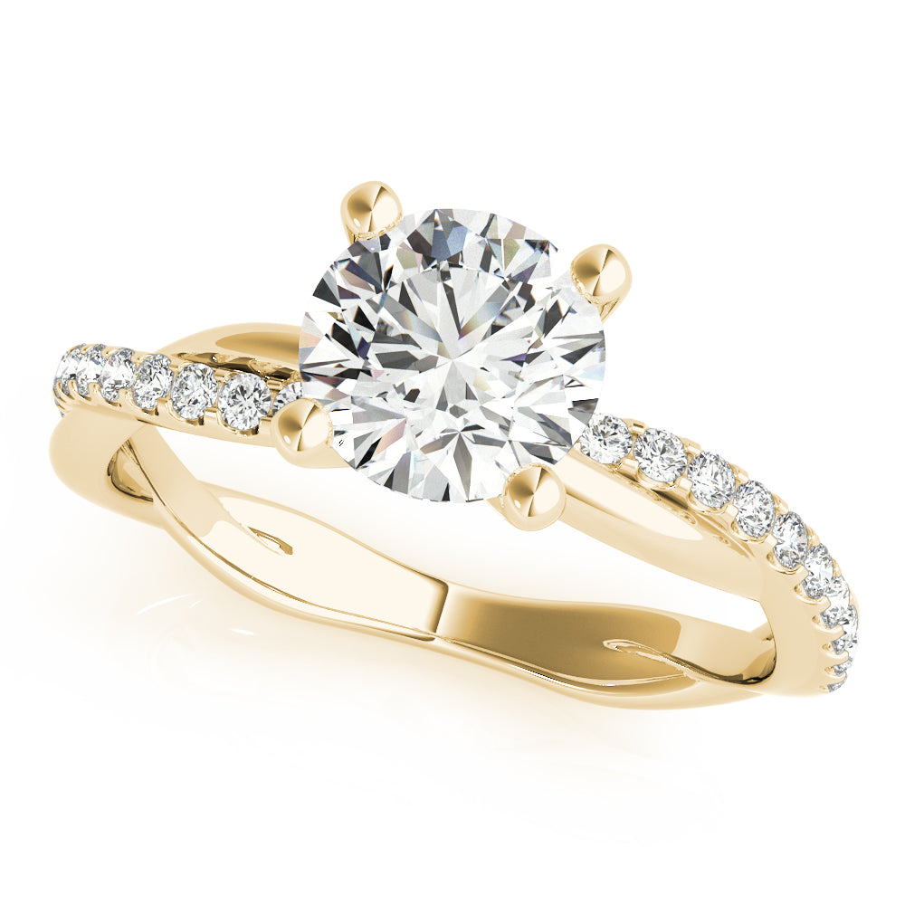 Round Twisted Shank Lab Grown Diamond Engagement Ring - VS1 D/E/F | 14K & 18K Gold | 14K White Gold | Round Lab Diamond | Picasso Gold & Diamond Chicago