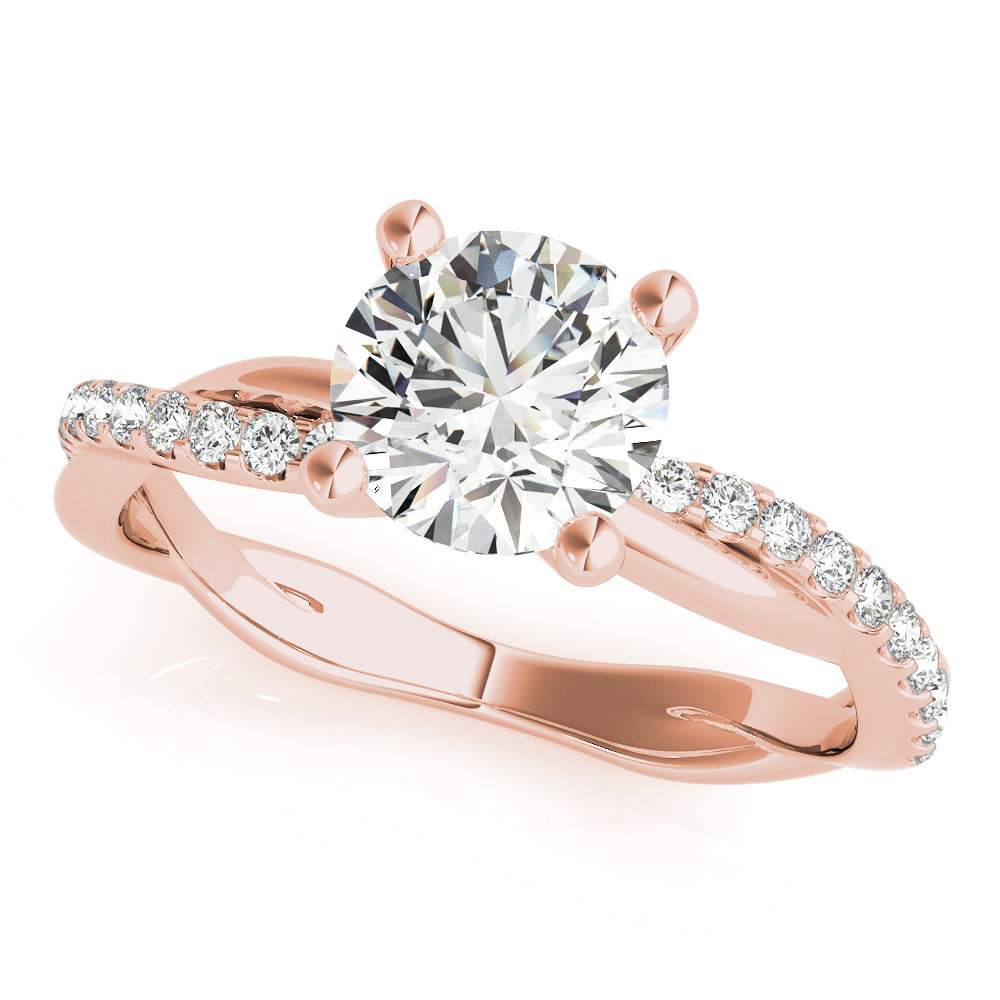 Round Twisted Shank Lab Grown Diamond Engagement Ring - VS1 D/E/F | 14K & 18K Gold | 14K White Gold | Round Lab Diamond | Picasso Gold & Diamond Chicago