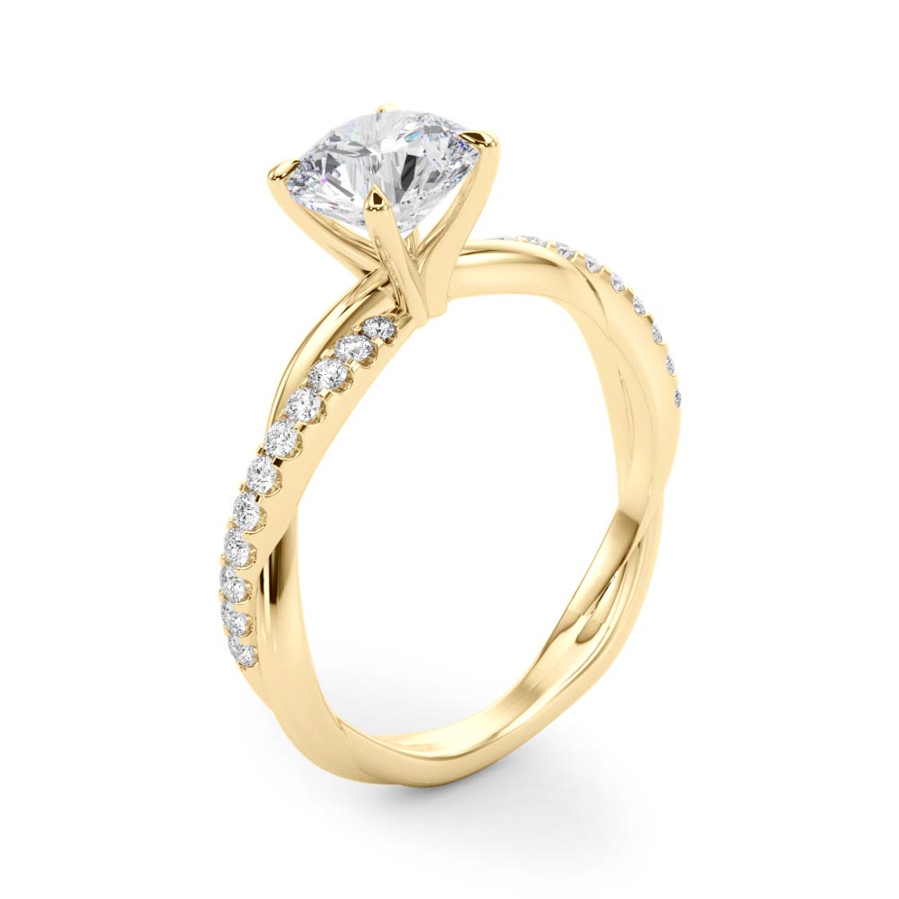 Round Twisted Shank Lab Grown Diamond Engagement Ring - VS1 D/E/F | 14K & 18K Gold | 14K White Gold | Round Lab Diamond | Picasso Gold & Diamond Chicago
