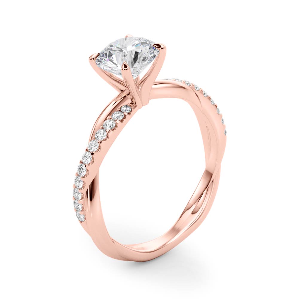 Round Twisted Shank Lab Grown Diamond Engagement Ring - VS1 D/E/F | 14K & 18K Gold | 14K Yellow Gold | Round Lab Diamond | Picasso Gold & Diamond Chicago