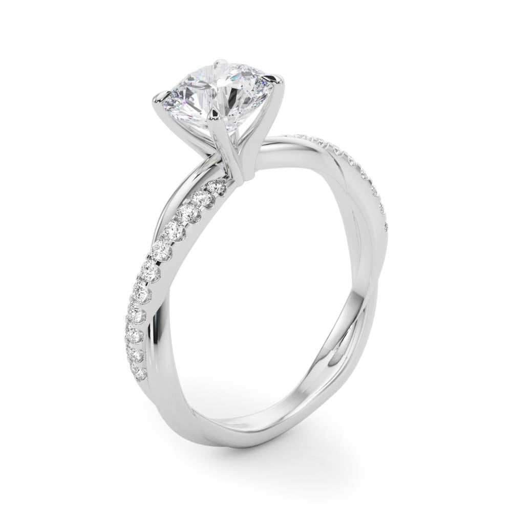 1 ct Round Lab Grown Diamond Engagement Ring Setting in 14K White Gold