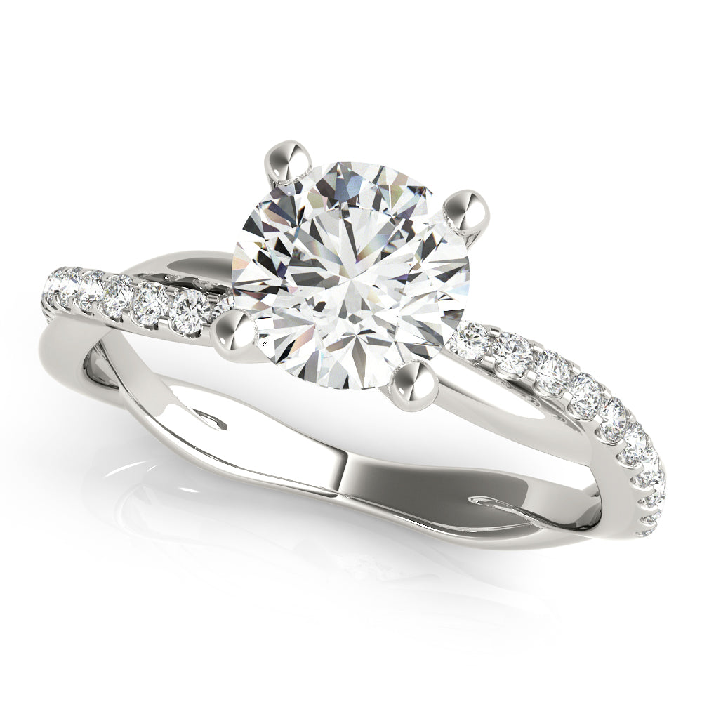 1 ct Round Lab Grown Diamond Engagement Ring Setting in 14K White Gold