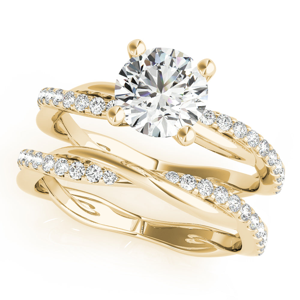 Round Twisted Shank Lab Grown Diamond Engagement Ring - VS1 D/E/F | 14K & 18K Gold | 14K Yellow Gold | Round Lab Diamond | Picasso Gold & Diamond Chicago