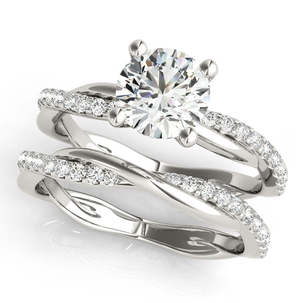 1 ct Round Lab Grown Diamond Engagement Ring Setting in 14K White Gold