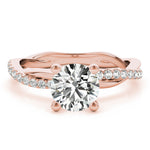 Round Twisted Shank Lab Grown Diamond Engagement Ring - VS1 D/E/F | 14K & 18K Gold | 18K White Gold | Round Lab Diamond | Picasso Gold & Diamond Chicago