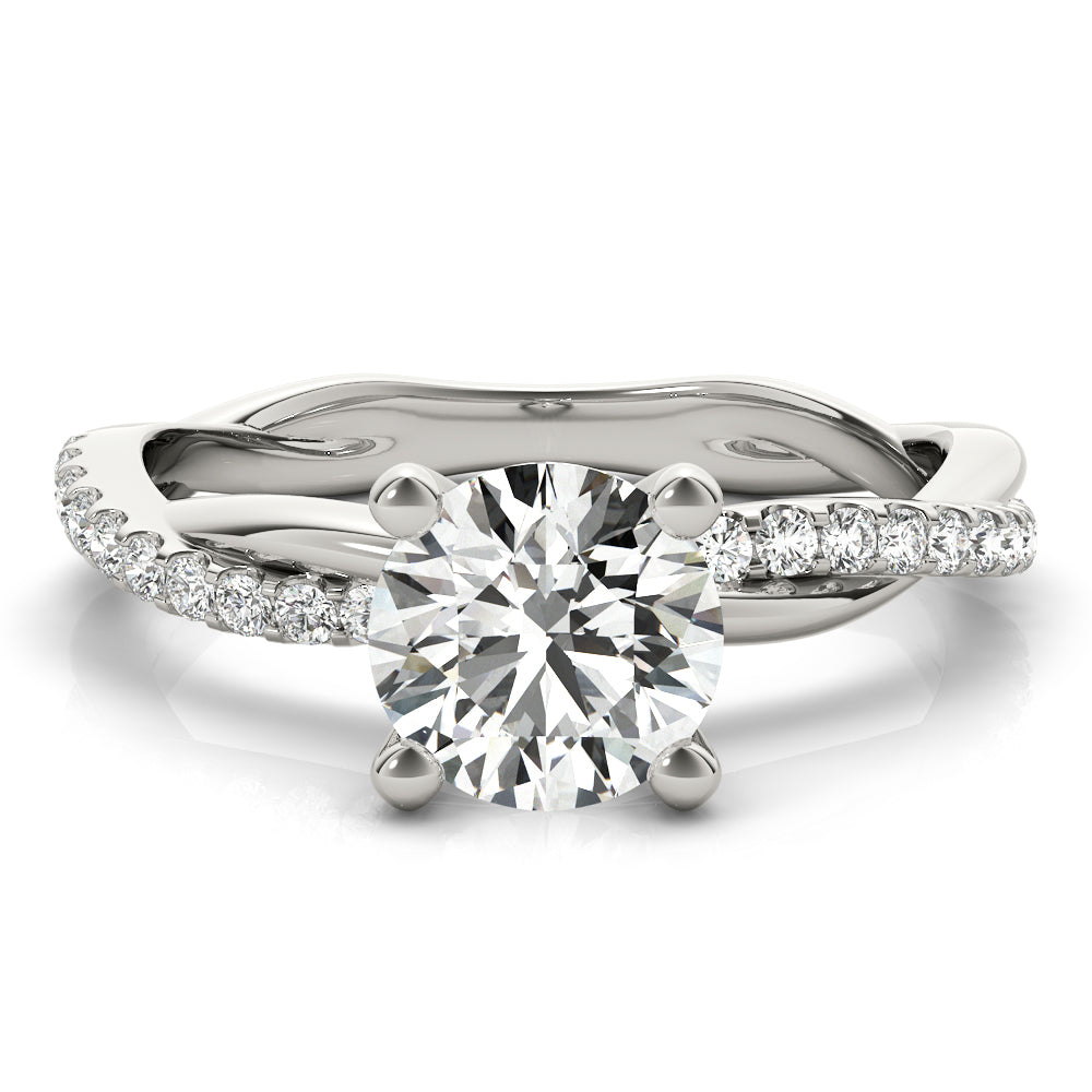1 ct Round Lab Grown Diamond Engagement Ring Setting in 14K White Gold