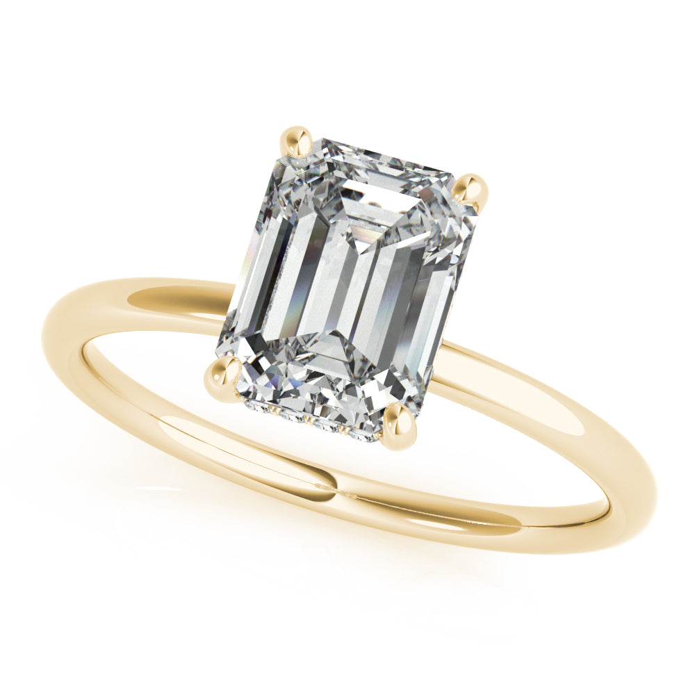1/10 ct tw Emerald-Cut Lab Grown Diamond Engagement Ring Setting in 14K Yellow Gold