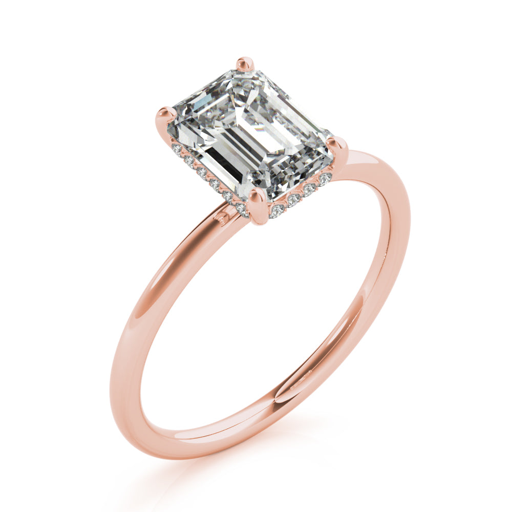 Emerald Cut Hidden Halo Lab Grown Diamond Engagement Ring - VS1 D/E/F | 14K & 18K Gold | 14K Yellow Gold | Emerald Cut Lab Diamond | Picasso Gold & Diamond Chicago
