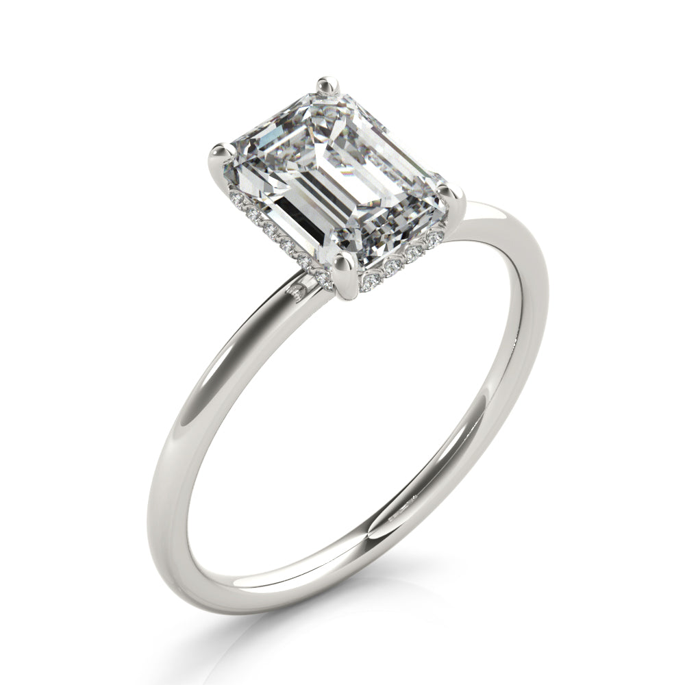1/10 ct tw Emerald-Cut Lab Grown Diamond Engagement Ring Setting in 14K White Gold