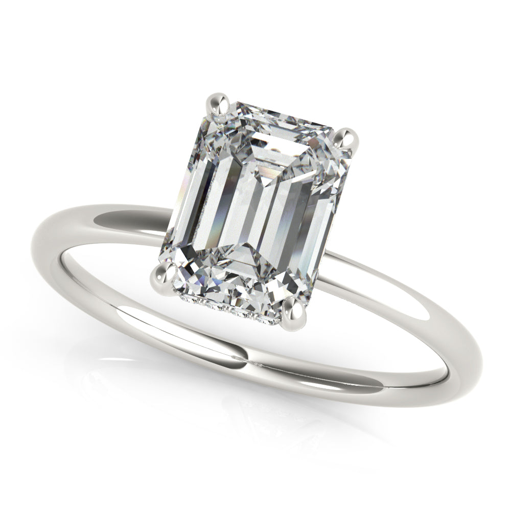 1/10 ct tw Emerald-Cut Lab Grown Diamond Engagement Ring Setting in 14K White Gold