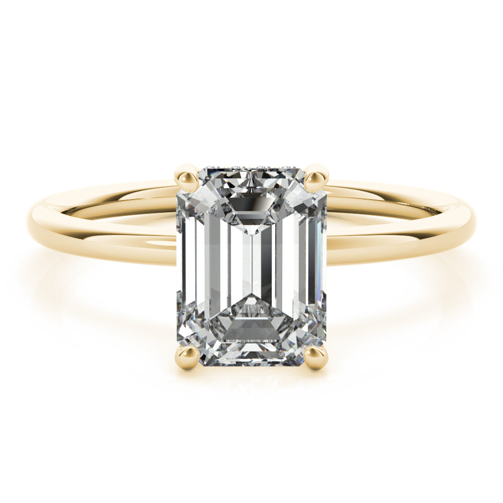Emerald Cut Hidden Halo Lab Grown Diamond Engagement Ring - VS1 D/E/F | 14K & 18K Gold | 14K Yellow Gold | Emerald Cut Lab Diamond | Picasso Gold & Diamond Chicago