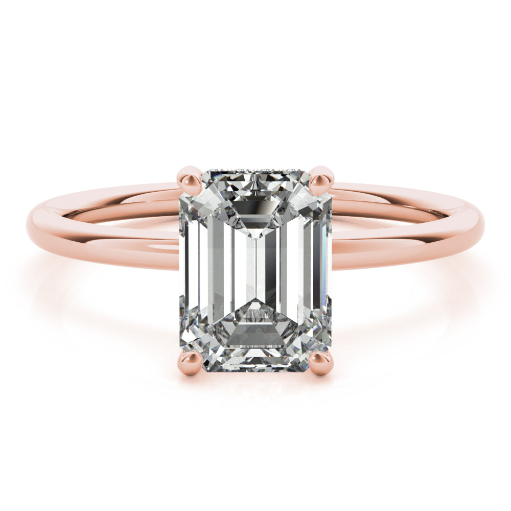 Emerald Cut Hidden Halo Lab Grown Diamond Engagement Ring - VS1 D/E/F | 14K & 18K Gold | 14K Yellow Gold | Emerald Cut Lab Diamond | Picasso Gold & Diamond Chicago