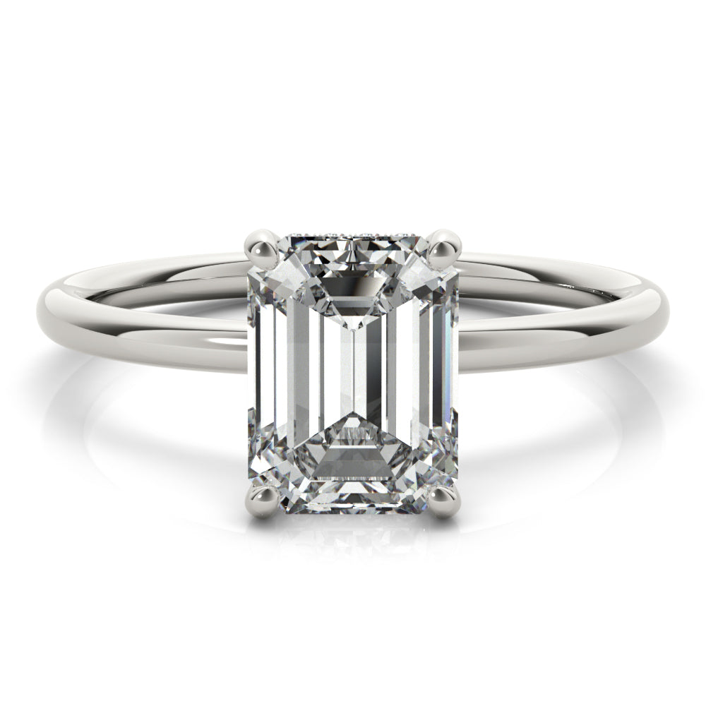Emerald Cut Hidden Halo Lab Grown Diamond Engagement Ring - VS1 D/E/F | 14K & 18K Gold | 14K Rose Gold | Emerald Cut Lab Diamond | Picasso Gold & Diamond Chicago