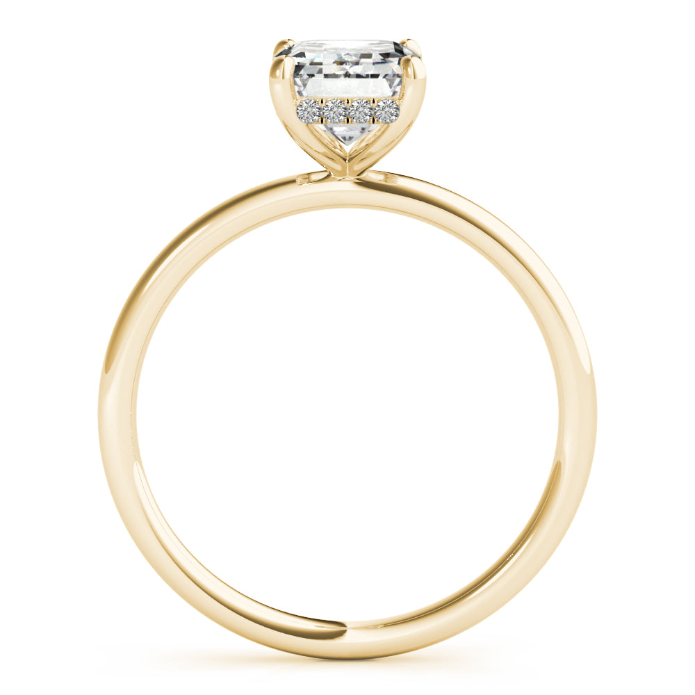 1/10 ct tw Emerald-Cut Lab Grown Diamond Engagement Ring Setting in 14K Yellow Gold