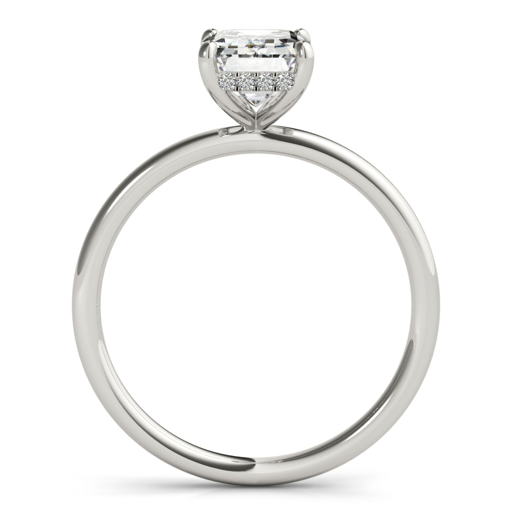 1/10 ct tw Emerald-Cut Lab Grown Diamond Engagement Ring Setting in 14K White Gold