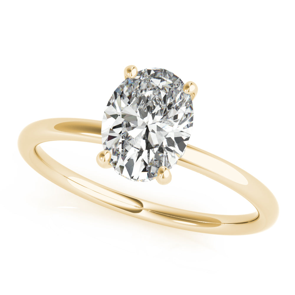 1/15 ct tw Oval Lab Grown Diamond Engagement Ring Setting in 14K Yellow Gold