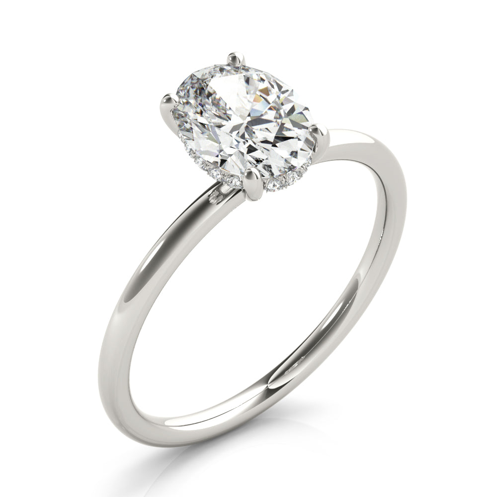 1/10 ct tw Oval Lab Grown Diamond Engagement Ring Setting in 14K White Gold