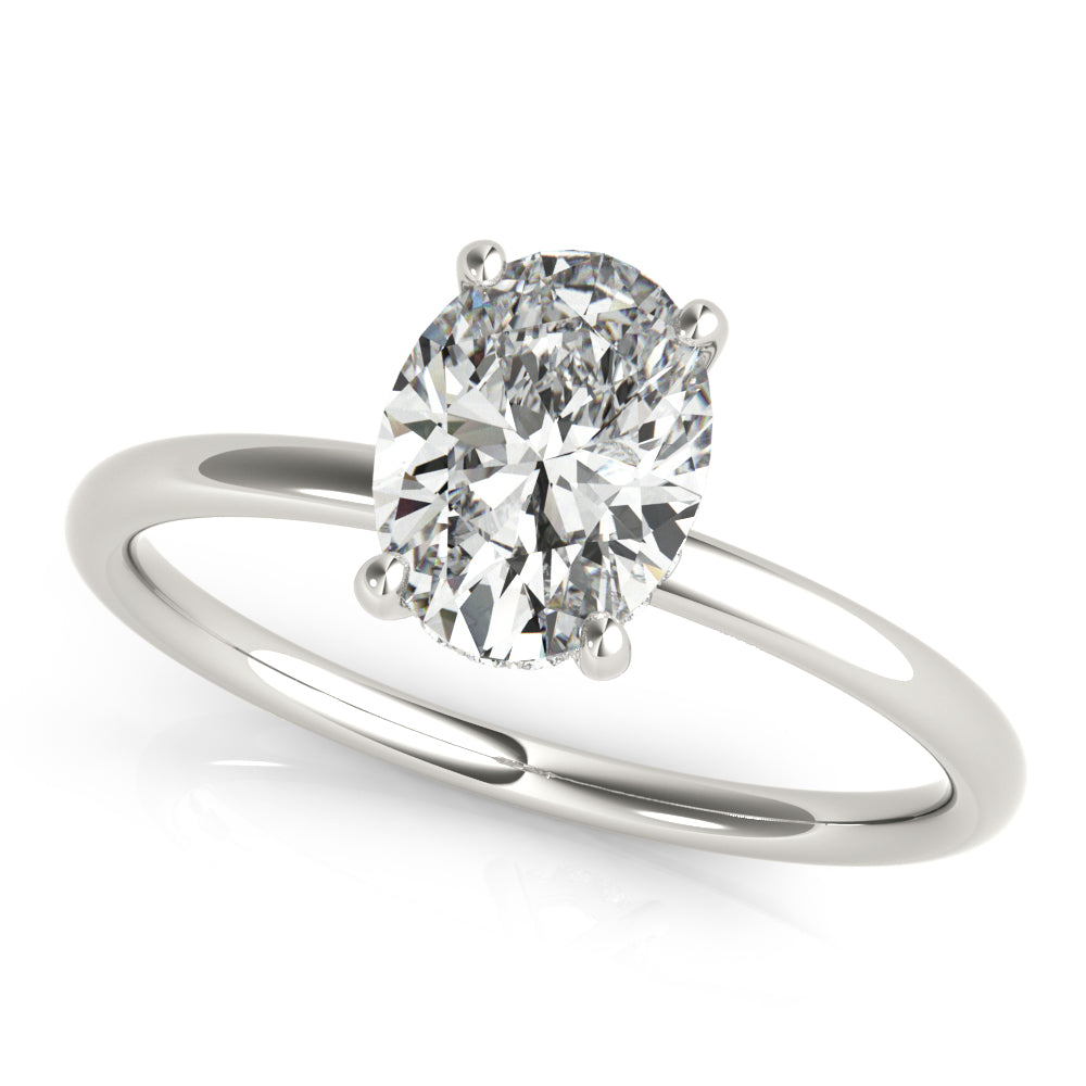 1/10 ct tw Oval Lab Grown Diamond Engagement Ring Setting in 14K White Gold